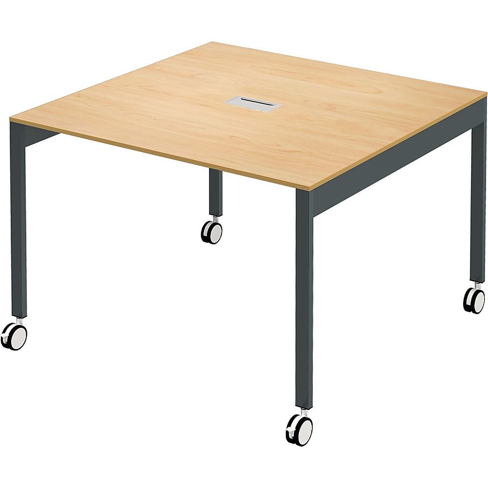 Y2K 配線機能付きスリムフリーアドレスデスク1010 キャスター仕様 ナチュラル 1個(ご注文単位1個)【直送品】