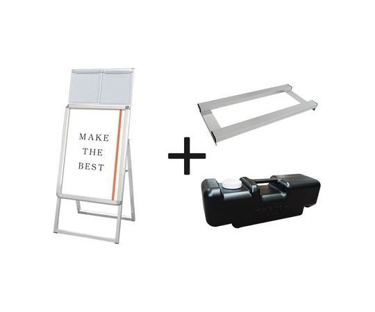 常磐精工 ポスターグリップスタンド看板カタログケース付(屋内用) A2片面シルバー ウエイトアーム・水タンクセット PGSKK-A2KS-3SET 1個（ご注文単位1個）【直送品】