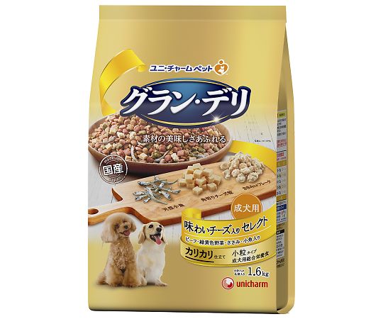 ユニ・チャーム グランデリ カリカリ仕立て 成犬用 味わいチーズ入りセレクト 1.6kg 62307 1個（ご注文単位1個）【直送品】