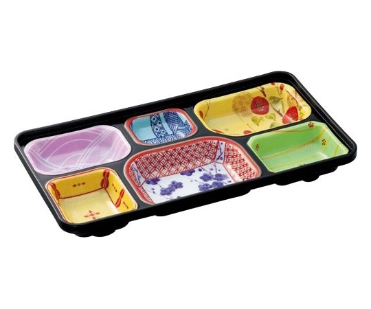 Daiwa 旬彩副食容器 大(6つ仕切)本体(クロ)蓋(ブーケ)セット SFI-2040 1個(ご注文単位1個)【直送品】