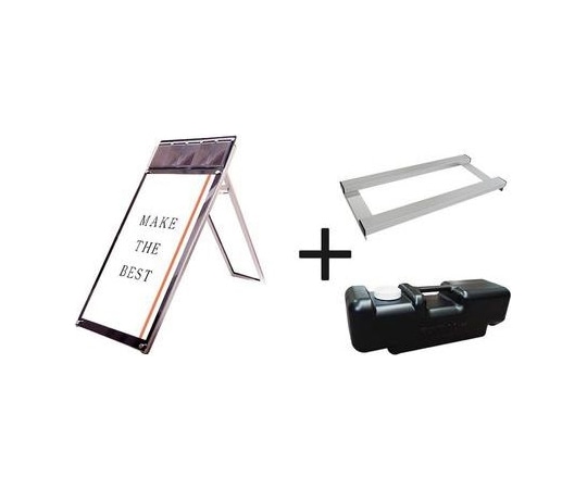 常磐精工 ポスター用スタンド看板マグネジ パンフレットケース付 A1ロウ片面ブラック(屋内用) ウエイトアーム・水タンクセット PSSKMNP-A1LKB-3SET 1個（ご注文単位1個）【直送品】