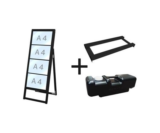 常磐精工 ブラックバリウスカードケーススタンド看板 A4横4片面 ウエイトアーム・水タンクセット BVACCSK-A4Y4K-3SET 1個（ご注文単位1個）【直送品】