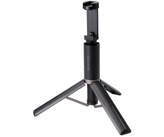 エレコム スマートフォン用三脚 自撮り棒 2way ホルダー一体型 アクセサリーシュー付 ブラック P-STSRS02ITABK 1本（ご注文単位1本）【直送品】