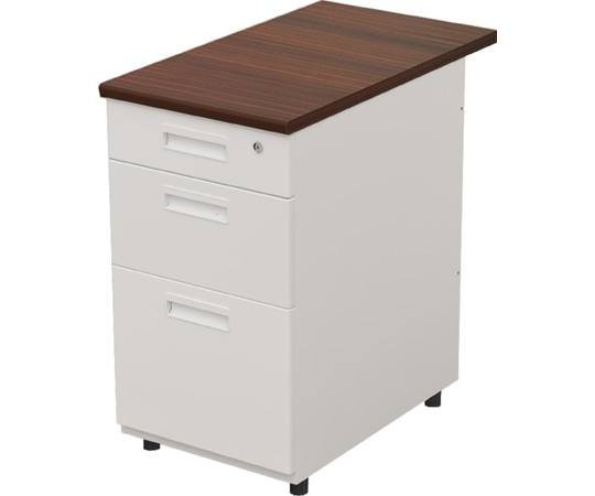 Y2K サイドデスクワゴン3段 ダークブラウン/ホワイト 1台(ご注文単位1台)【直送品】