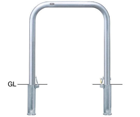 サンポール ステンレス アーチ型車止め 差込式カギ付 φ60.5(t3.0)×W750×H800mm AA-7SK75-800 1台(ご注文単位1台)【直送品】