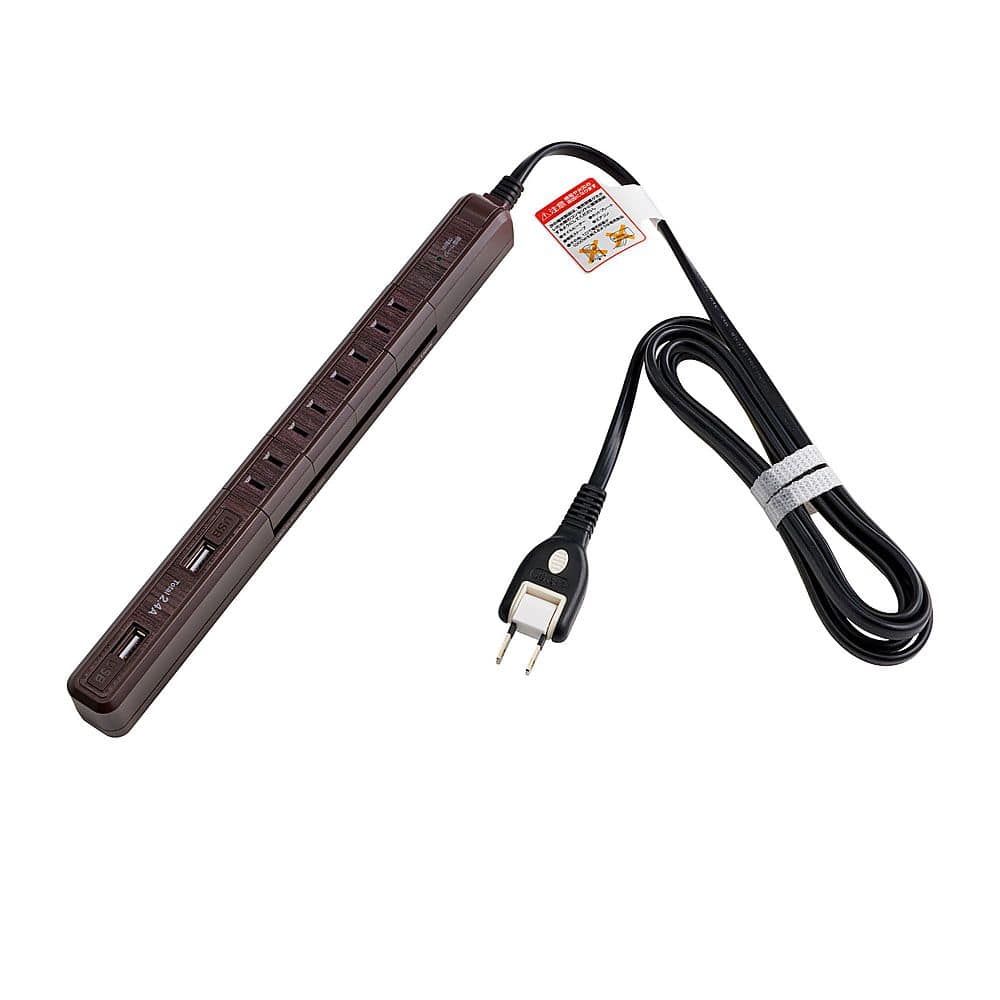 ELPA 4P2mスリム回転USBタップ 木目 WBS-SL402USB(WD) 1個(ご注文単位1個)【直送品】