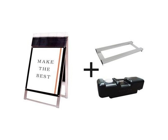 常磐精工 ポスター用スタンド看板マグネジ パンフレットケース付 B2両面ブラック(屋外用) ウエイトアーム・水タンクセット PSSKMNP-B2RB-G-3SET 1個（ご注文単位1個）【直送品】
