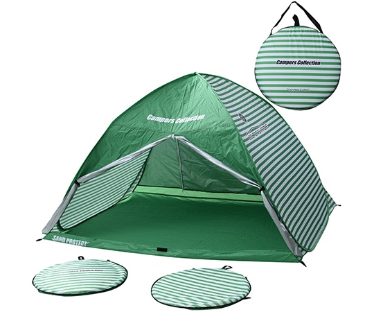 山善(YAMAZEN) ワンタッチキャビンシェード(クッション付・フルクローズタイプ) グリーン ボーダー FCL+CSE-6UPF(GRBD) 1台(ご注文単位1台)【直送品】