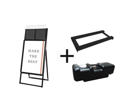 常磐精工 ポスターグリップスタンド看板カタログケース付(屋外用) B2片面ブラック ウエイトアーム・水タンクセット PGSKK-B2KB-G-3SET 1個（ご注文単位1個）【直送品】