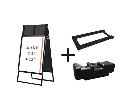常磐精工 ポスターグリップスタンド看板カタログケース付(屋内用) A1両面ブラック ウエイトアーム・水タンクセット PGSKK-A1RB-3SET 1個（ご注文単位1個）【直送品】