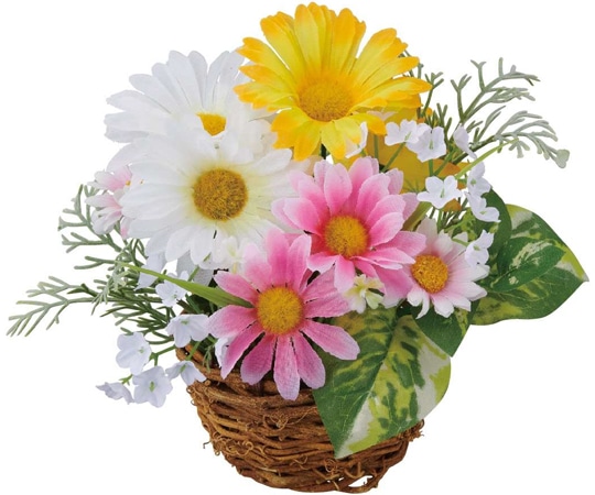 アズワン ガーベラ盛カゴアレンジ 造花 33-16-10-1 1個(ご注文単位1個)【直送品】