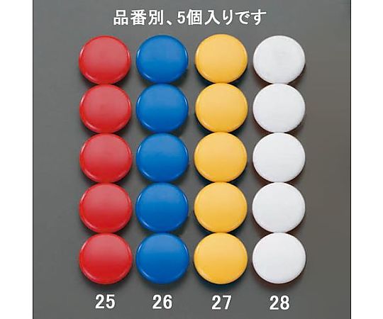 エスコ φ30mm マグネット(白/5個) EA762FG-28 1PACK(ご注文単位1PACK)【直送品】