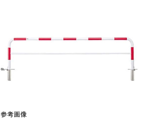 サンポール スチール製 アーチ型車止め(横桟付)差込式フタ付 φ60.5(t2.8)×W3000×H800mm 赤白 FAH-7SF30-800(RW) 1台(ご注文単位1台)【直送品】