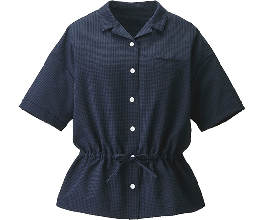 カーシーカシマ ENJOY オーバーブラウス GINGHAMSUCKERSTRETCH ネイビー LL ESA735 1枚（ご注文単位1枚）【直送品】