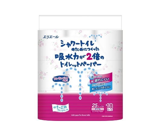 エリエール(大王製紙) シャワートイレ フラワー ダブル25m 1パック(18個入) 20823293 1パック(ご注文単位1パック)【直送品】