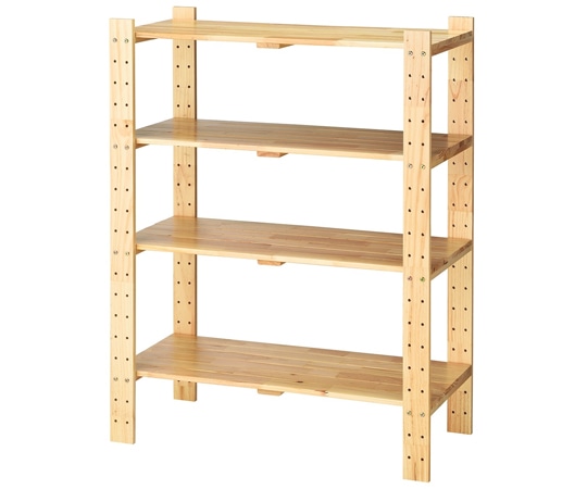 ストア・エキスプレス ウッドシェルフ W90cm H120cm 棚4段 61-798-21-2 1台（ご注文単位1台）【直送品】
