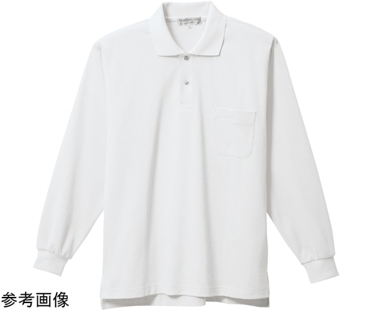 三愛 長袖ポロシャツ ホワイト 裏綿素材 LL 8700 1着（ご注文単位1着）【直送品】