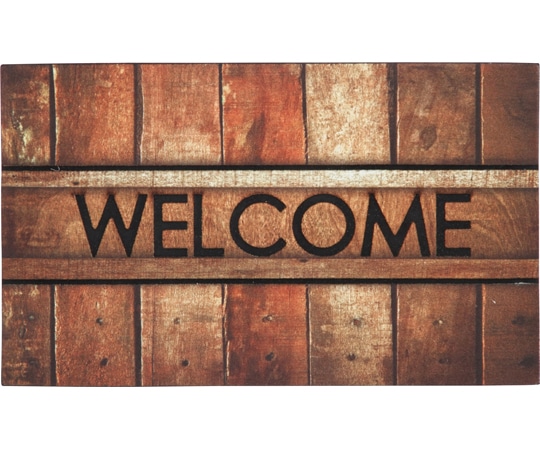 不二貿易 ラバーマット ウェルカム 木目 75x45 1セット(5個入) 24745 1セット(ご注文単位1セット)【直送品】