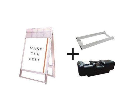 常磐精工 ポスター用スタンド看板パンフレットケース付 B2両面ホワイト(屋外用) ウエイトアーム・水タンクセット PSSKP-B2RW-G-3SET 1個（ご注文単位1個）【直送品】