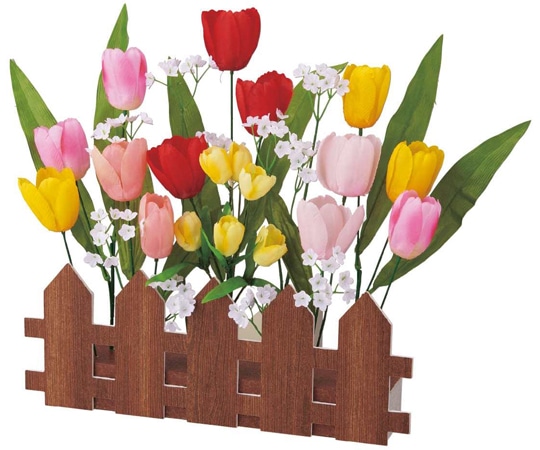 アズワン チューリップ垣根アレンジ 造花 33-15-1-1 1個(ご注文単位1個)【直送品】