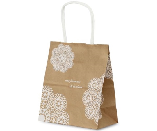 ベルベ 紙袋 自動紐手提袋 T-1 レースィ(白) 200枚 1139 1ケース（ご注文単位1ケース）【直送品】