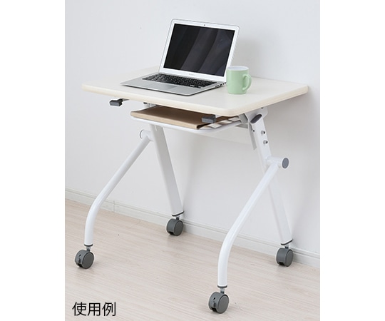 山善(YAMAZEN) フラップトップ会議用テーブル(一人用) キャスター付き アイボリー/ホワイト木目 YM-7050(WW/IV) 1台(ご注文単位1台)【直送品】