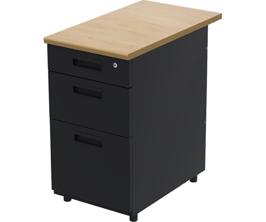 Y2K サイドデスクワゴン3段 ナチュラル/ブラック  1台(ご注文単位1台)【直送品】