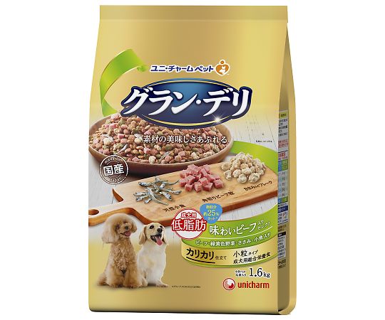 ユニ・チャーム グランデリ カリカリ仕立て 成犬用 低脂肪 味わいビーフ入りセレクト 1.6kg 62572 1個（ご注文単位1個）【直送品】