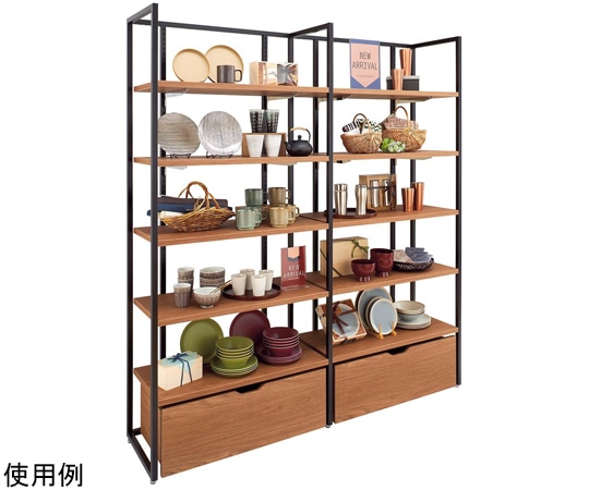 ストア・エキスプレス UR壁面オープンタイプ W90×H210cm ブラック 2連結・木棚・収納トロッコ付きセット 61-785-9-1 1セット（ご注文単位1セット）【直送品】