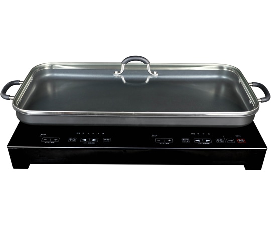 エスケイジャパン 2口IH調理器具(ガラス蓋・プレート付き) SKJ-YA142HP 1個（ご注文単位1個）【直送品】