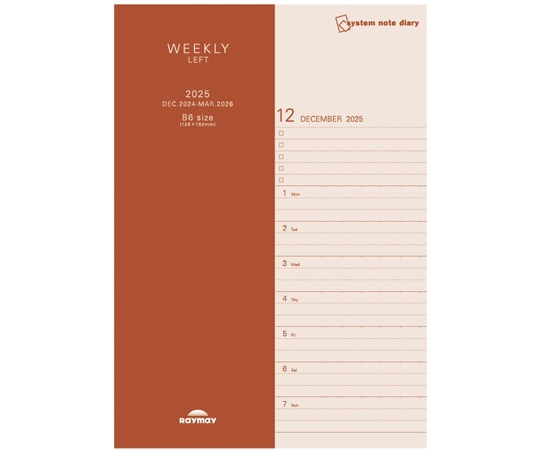 レイメイ藤井 25システムノートダイアリー ウィークリーレフトB6 RFDR2576 1冊(ご注文単位1冊)【直送品】