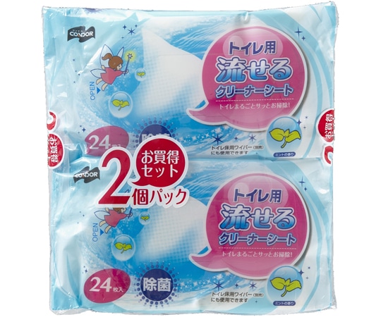山崎産業(コンドル) コンドル トイレ用流せるクリーナーシート 24枚入×2  1袋(ご注文単位1袋)【直送品】