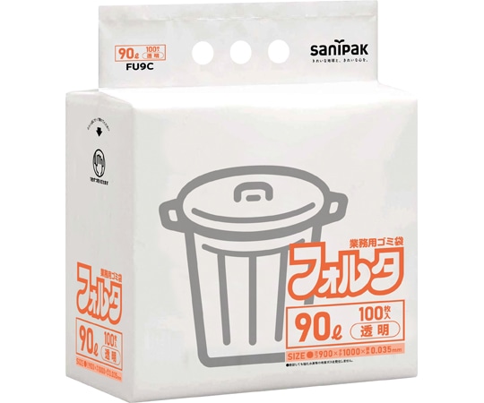 日本サニパック 業務用ポリ袋 環優フォルタ 90L 透明 薄口タイプ 100枚×3パック入 FU9C 1ケース(ご注文単位1ケース)【直送品】