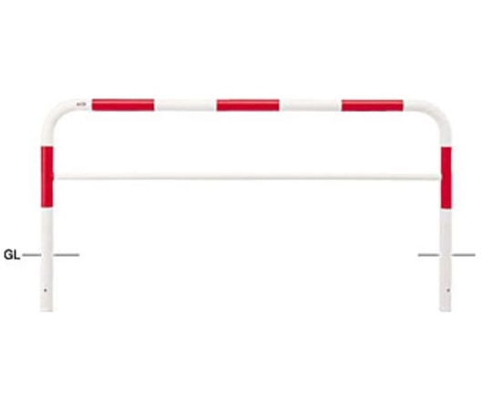 サンポール スチール製 アーチ型車止め(横桟付)固定式 φ60.5(t2.8)×W2000×H800mm 赤白 FAH-7U20-800(RW) 1台(ご注文単位1台)【直送品】