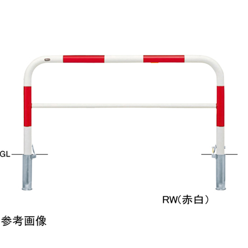 サンポール スチール製 アーチ型車止め(横桟付)差込式カギ付 φ60.5(t2.8)×W1500×H800 白 FAH-7SK15-800(W) 1台(ご注文単位1台)【直送品】