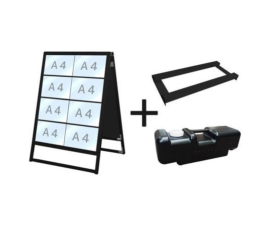 常磐精工 ブラックバリウスカードケーススタンド看板 A4横16両面 ウエイトアーム・水タンクセット BVACCSK-A4Y16R-3SET 1個（ご注文単位1個）【直送品】