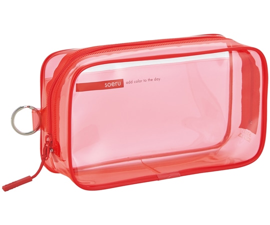 LIHITLAB SOERU クリヤーボックスペンケース サニーレッド A8101-3 1個(ご注文単位1個)【直送品】