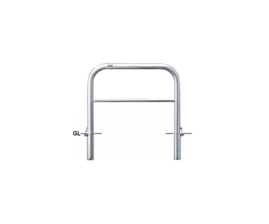 サンポール ステンレス アーチ型車止め(横桟付)差込式フタ付 φ60.5(t3.0)×W1000×H800mm AH-7SF10-800 1台(ご注文単位1台)【直送品】