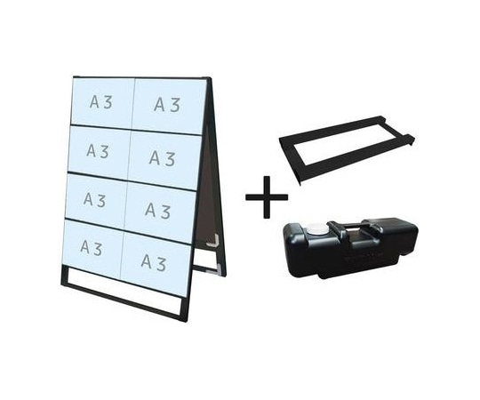 常磐精工 ブラックカードケーススタンド看板 A3横16両面 ウエイトアーム・水タンクセット BCCSK-A3Y16R-3SET 1個（ご注文単位1個）【直送品】
