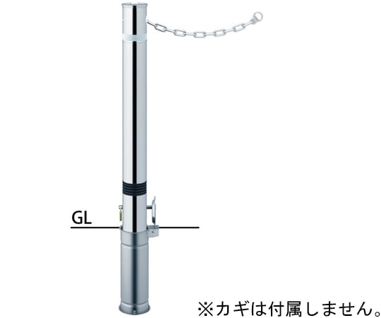 サンポール リフター ステンレス 車止め 鎖内蔵 スプリング付 φ76.3 交換用本体 LA-8SKCS 1本(ご注文単位1本)【直送品】