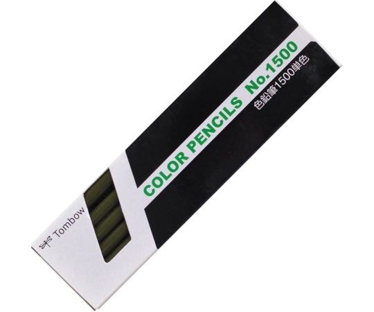 トンボ鉛筆 色鉛筆 1500 単色 まつばいろ 松葉色 1ダース(12本入) 1500-09 1ダース(ご注文単位1ダース)【直送品】