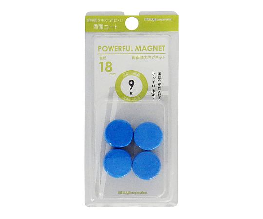 ミツヤ 強力マグネット18mm 青 4個×10箱入 HMG4P-18BU 1ケース（ご注文単位1ケース）【直送品】