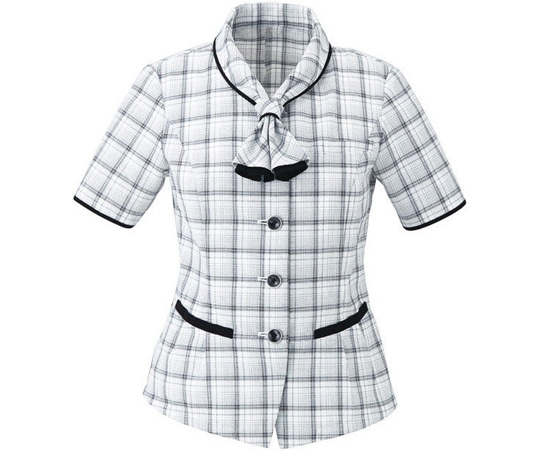 カーシーカシマ ENJOY オーバーブラウス AIR MESH CHECK ホワイト 11号 ESA661 1枚（ご注文単位1枚）【直送品】