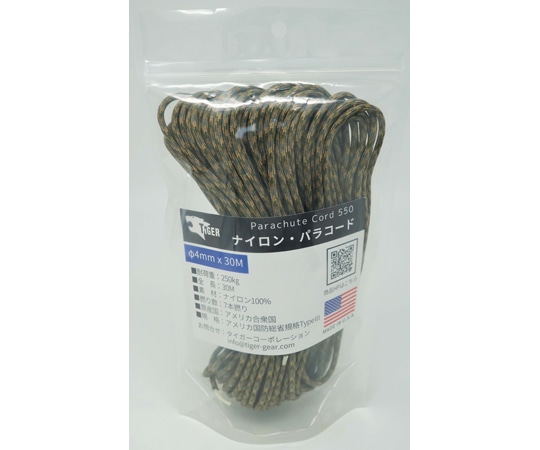 TIGER(タイガー) パラコード マルチカモ 30m×4mm S-3301 1本(ご注文単位1本)【直送品】