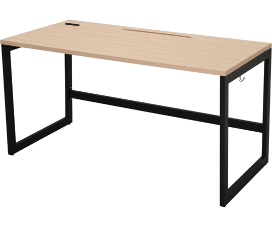 アール・エフ・ヤマカワ リスム デスク W1400×D700 ナチュラル×ブラック脚 2ヶ口コンセント付き RFFLD-1470NA-BL 1台(ご注文単位1台)【直送品】