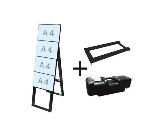 常磐精工 ブラックカードケーススタンド看板 A4横4片面ハイ ウエイトアーム・水タンクセット BCCSK-A4Y4KH-3SET 1個（ご注文単位1個）【直送品】