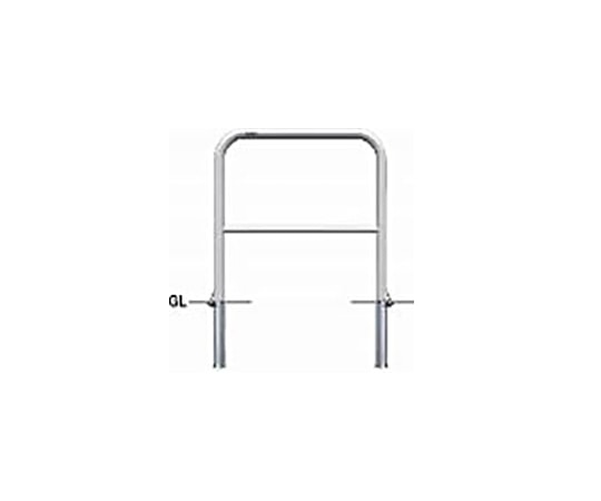サンポール ステンレス アーチ型車止め(横桟付)差込式フタ付 φ42.7(t2.0)×W700×H650mm AH-42SF7-650 1台(ご注文単位1台)【直送品】