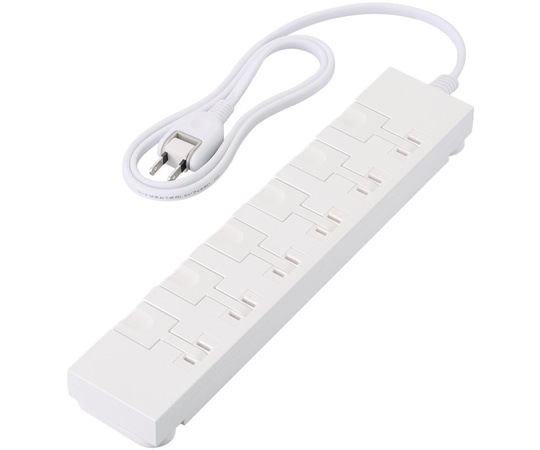 エレコム イージーリリースタップ マグネット付き 雷サージ付 ホコリシャッター付 6個口 スイングプラグ 1.0m ホワイト T-KF07M-2610WH 1個(ご注文単位1個)【直送品】