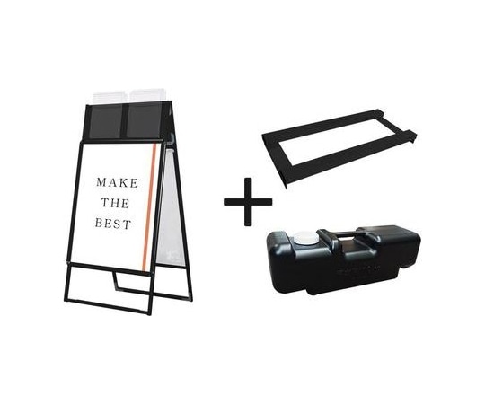 常磐精工 ポスターグリップスタンド看板カタログケース付(屋外用) A1両面ブラック ウエイトアーム・水タンクセット PGSKK-A1RB-G-3SET 1個（ご注文単位1個）【直送品】