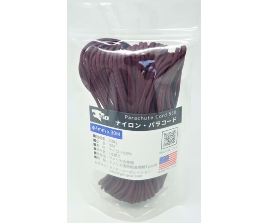 TIGER（タイガー） パラコード ワインレッド 30m×4mm S-2231 1本（ご注文単位1本）【直送品】